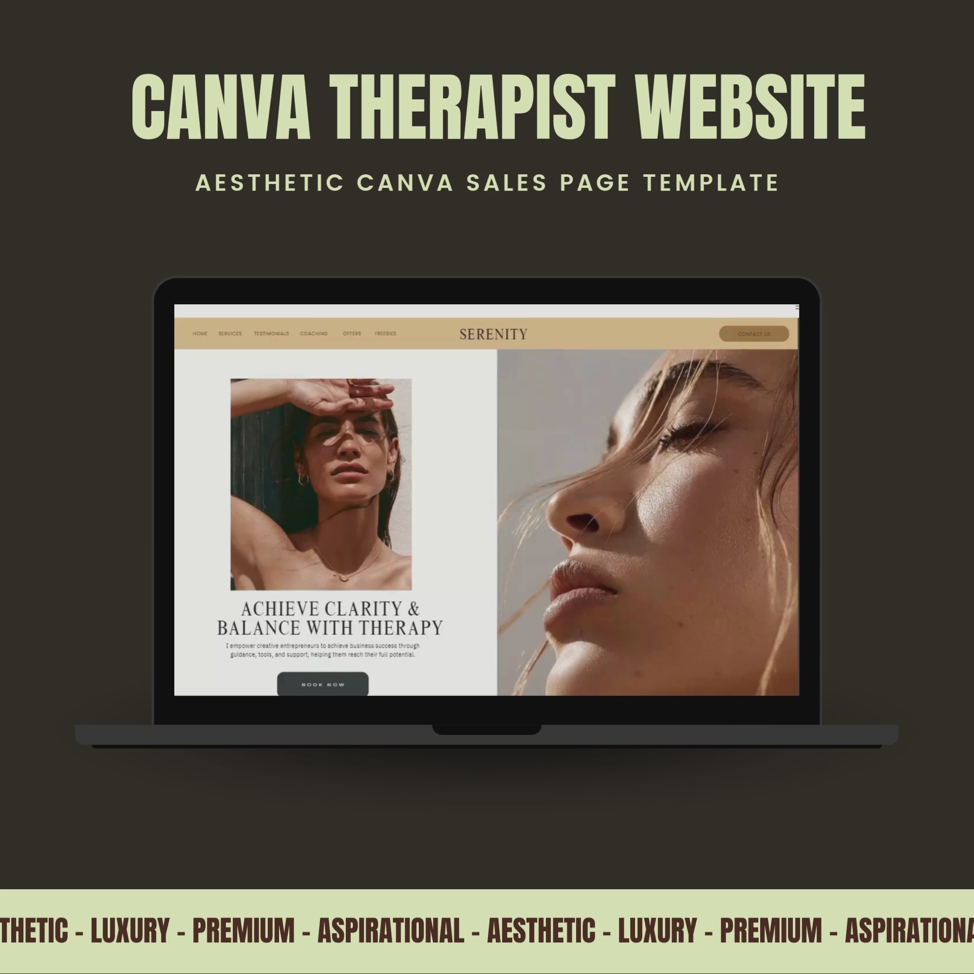 Therapist Website Template – Coaching Business Landing Page and One-Page Website Design.